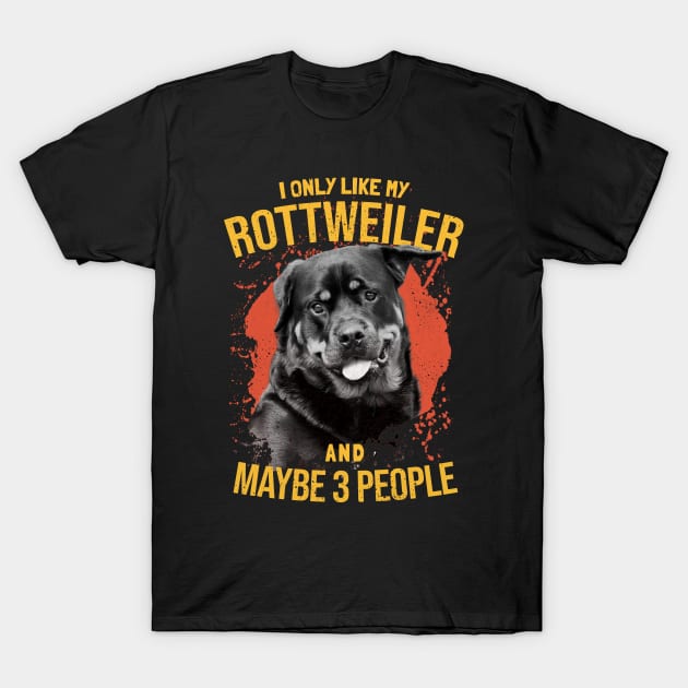 I Only Like My Rottweiler And Maybe 3 People - Dogs Lovers T-Shirt by SOF1AF